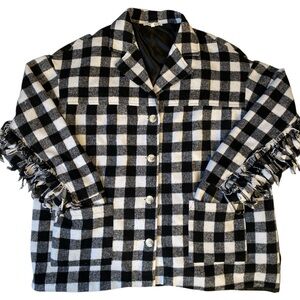 Baevely Black and White Checkered Women's Tassel Jacket Size M
